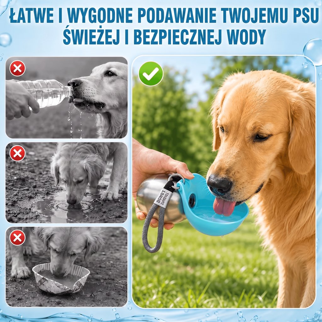 PawDrop™ – Przenośna butelka na wodę dla psa na spacery i podróże