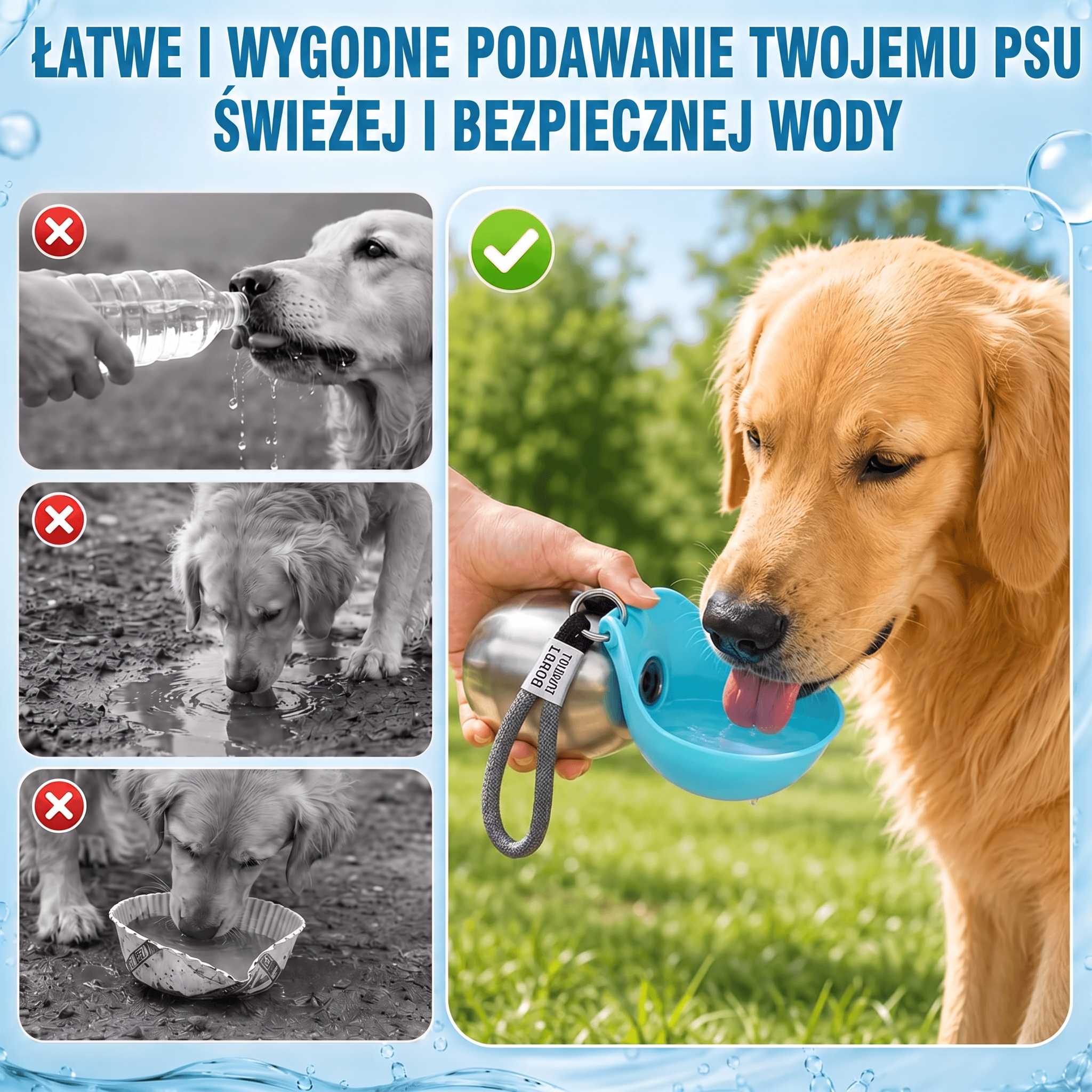 PawDrop™ – Przenośna butelka na wodę dla psa na spacery i podróże