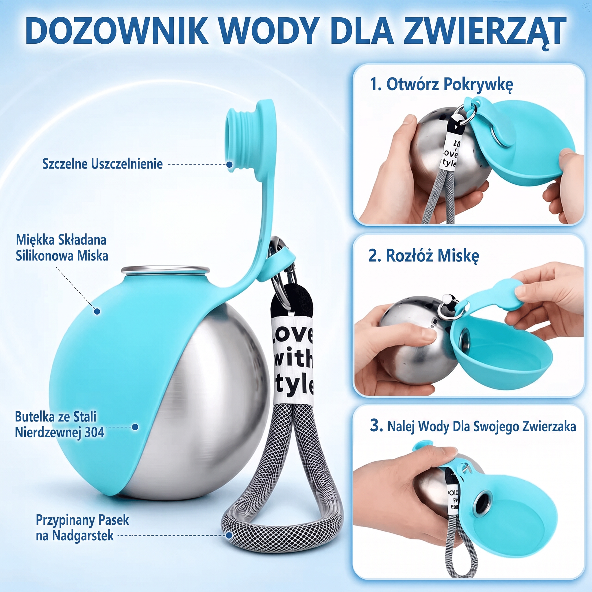 PawDrop™ – Przenośna butelka na wodę dla psa na spacery i podróże